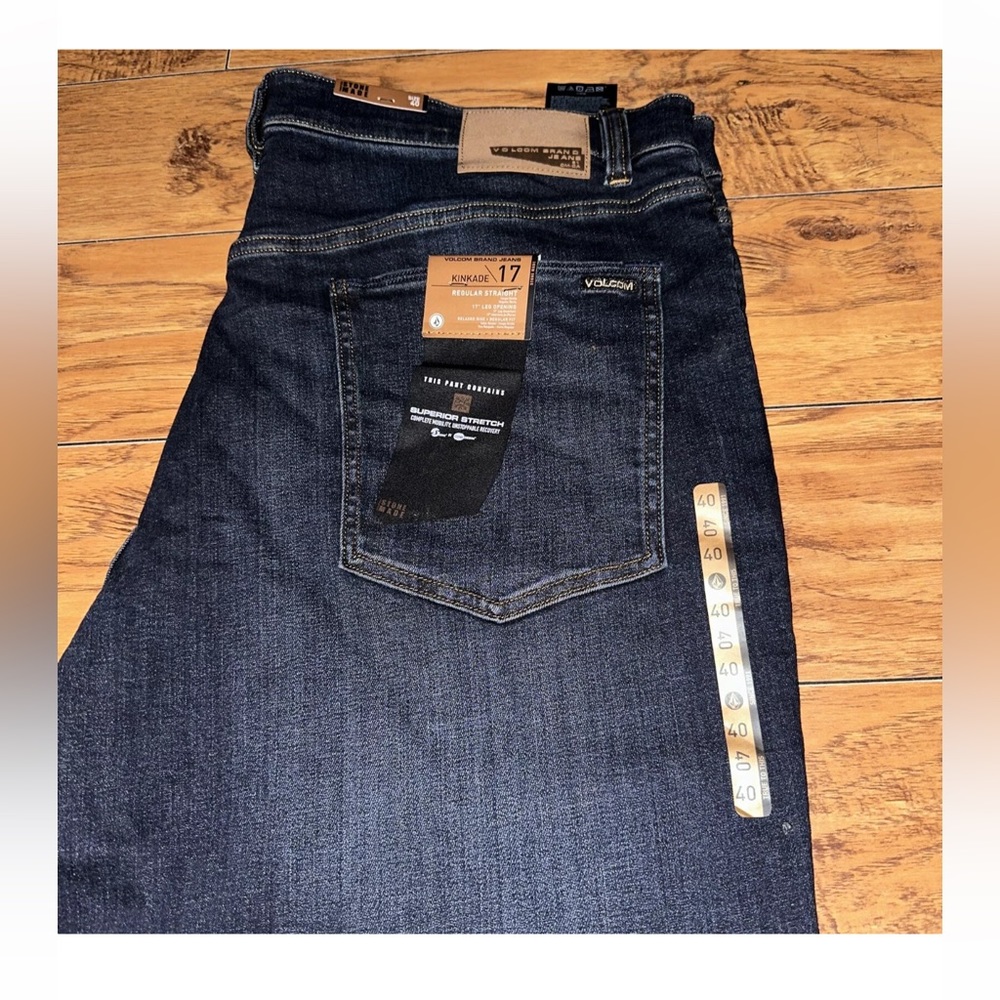 Mens Volcom Kinkade Regular Straight Fit Dark Blue Denim Jeans Size 40 - Picture 3 of 7